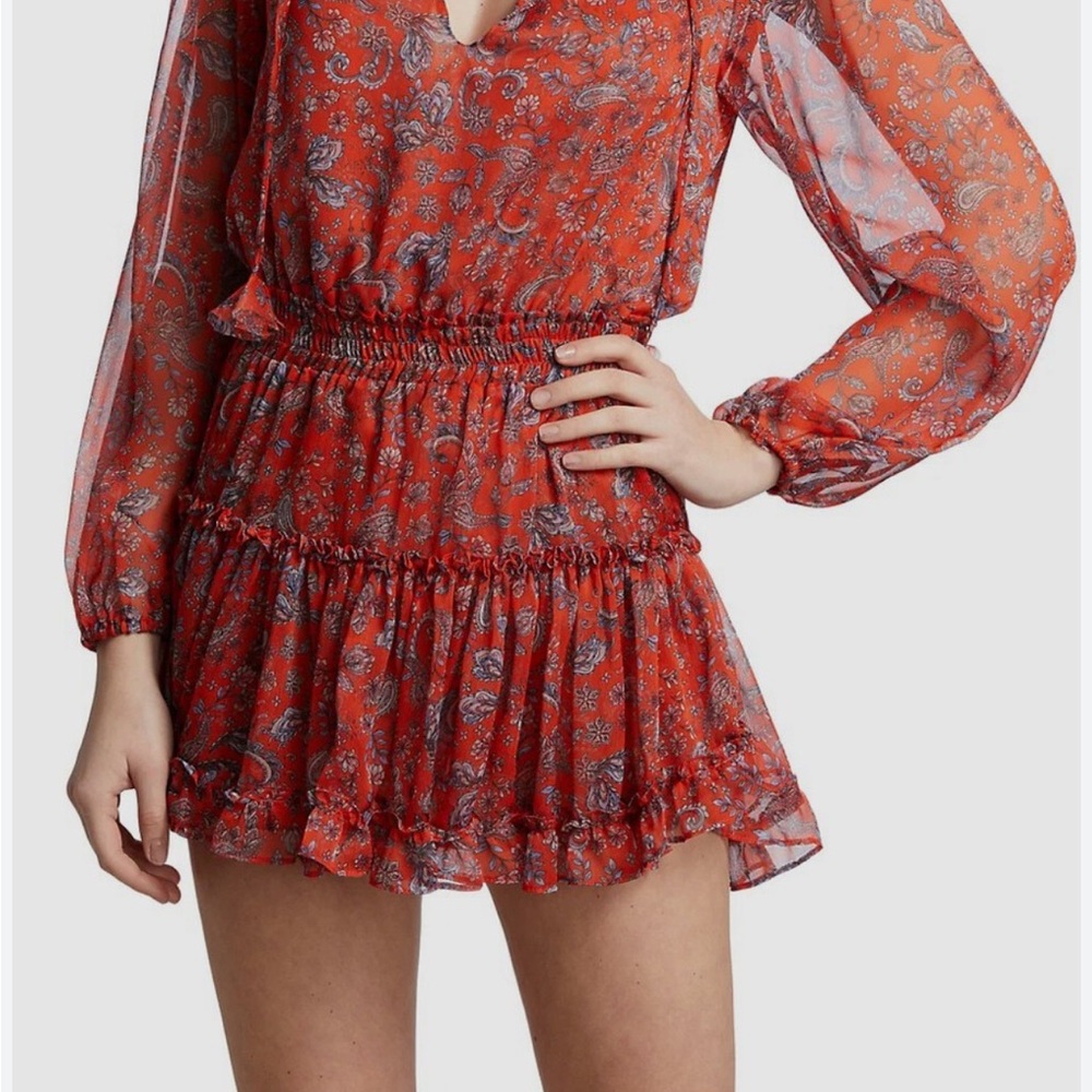 Misa Los Angeles Red Long Sleeve Plunge Sundress